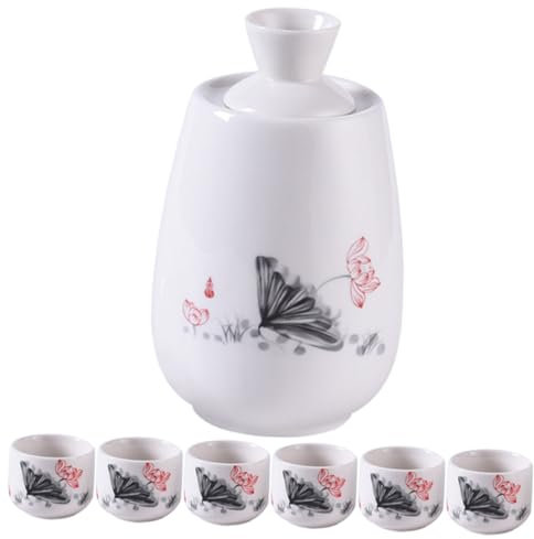 CRILSTYLEO 1juego Cerámica para Sake Botella Calentadora y Tazas Elegantes para Reuniones y Decoración del Hogar
