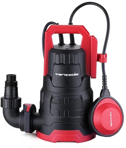 Tenzzola - Sump Pump with Float Switch, 1HP 3960GPH Submersible Water Pump, Thermoplastic Portable Water Transfer Pump with 16.4ft Cord for Pool, Basement