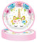 MORAINJAY 16 Pièces Rose Assiettes en Papier Vaisselle Anniversaire à Thème Licorne pour Filles,9 Pouces Assiettes Idéal pour Fêtes d'Enfants,Table Décoration Joyeuse -16 Invités