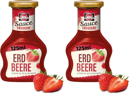 Schwartau Dessert Sauce Erdbeere, zum Verfeinern von Desserts und Eis, 2x125ml
