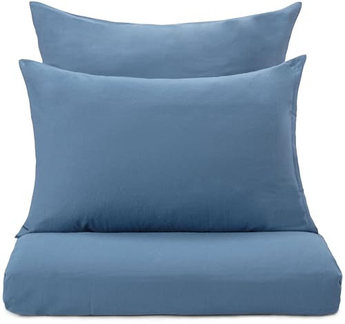 URBANARA Montrose Flanell-Bettwäsche 155x220 cm & 80x80 cm I 100% Baumwolle Made in Portugal I Weich & Kuschelig I Warme Winterbettwäsche Oeko Tex Standard 100 I Petrol