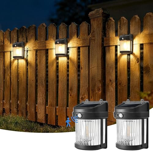 Solpex Lampes solaires d'extérieur de jardin, 3 modes, lampes murales d'extérieur à capteur solaire, lumières de clôture étanches pour terrasse, garage, abri de jardin, cour, terrasse