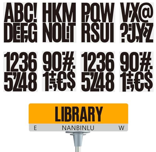 12 Sheets Letter Stickers Large, 5 Inch Vinyl Self Adhesive Alphabet Number Sticker Waterproof Alphabet Stickers for Mailboxes, Sign, Window, Poster, Car, Residence Decoration Arts (Black)
