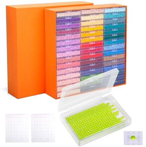 45 PCS Diamond Painting Storage for Beads Storage&Line-Up, PP OPOUNT 2-in-1 Diamond Painting Storage, Convex Point Bottom Design Diamond Painting Accessories with Lid for Diamond Painting Crafters