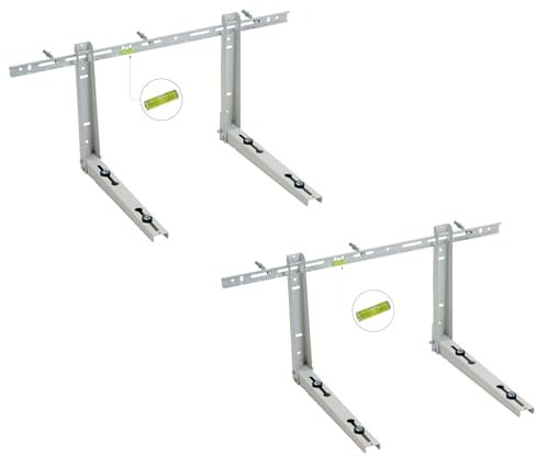 Kit 2 Staffe per climatizzatore in acciaio unità esterna 450x380x800mm Carico Certificato 80 Kg (Collaudate 240 Kg), Acciaio strutturale spessore 1,2 mm Verniciatura epox RAL 9002 con Kit montaggio