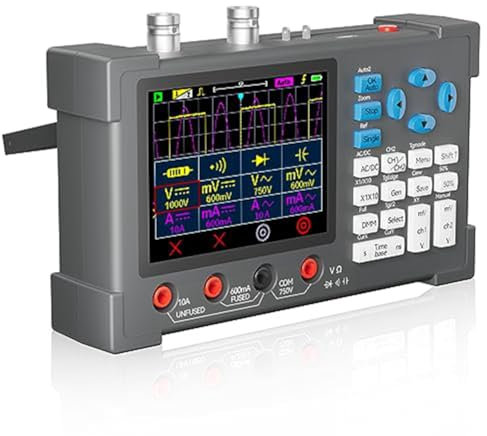 Fuhjythy 1Set 2-Channel Handheld Oscilloscope 120MHz Bandwidth 500MSa/S + Digital Multimeter Tester Auto Range