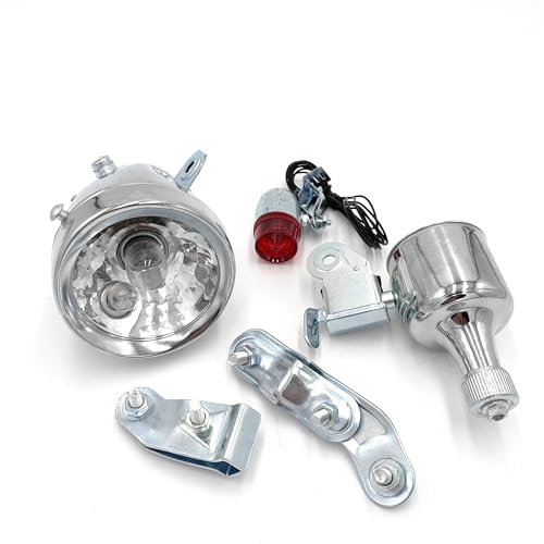 LFCOZD Vorderlampe für Dynamo, wasserdicht, 12 V, 6 W, Metall, Retro-Nacht-Reibungsgenerator, motorisiertes Fahrrad-Set [Ersatzteil]