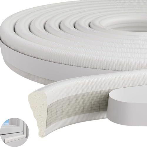 YQBFTC 3m/118Inch Draft Excluder Strip for Windows and Doors,Wedge-Shape Weather Seal Strip,Door Sealing Strip Window Insulation Soundproofing Foam Strip,Selfadhesive Window Cold Blocker(White)