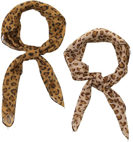 Ymapinc 2 Stück Vintage Leoparden Halstuch Leo Tuch Damen Modischer Seidenschal Damen Geschenk für Frauen 63 x 63 cm