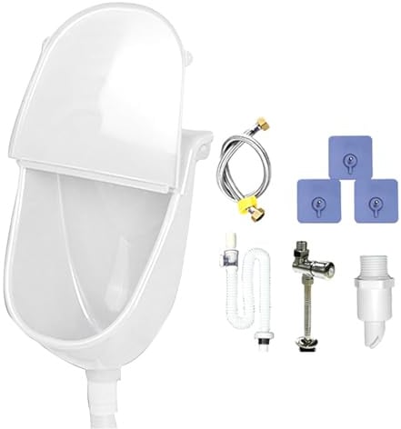 Renchey Urinario De Pared Con Tapa | Urinario De Exterior Montado En Pared Con Cubierta | Inodoro De Baño Antiderrames Ajustable Con Manguera Para Acampada Dormitorio Vehículo Patio Trasero Garaje