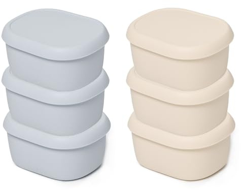 Pilikoll 6 Pcs 200ml Silicone Food Storage Containers for Camping | Reusable Snack Containers with Lids, Silicone Small Lunch Box, Airtight Food Containers, Stackable Leakproof Sauce Pots