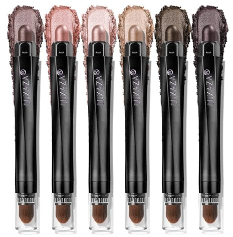 LUXAZA PRO Pink Lidschattenstift Make-up 6-teiliges Set, Heller Metallic-Glanz-Creme-Lidschatten Eyeliner-Aufheller-Stiftset – PINK OCEAN