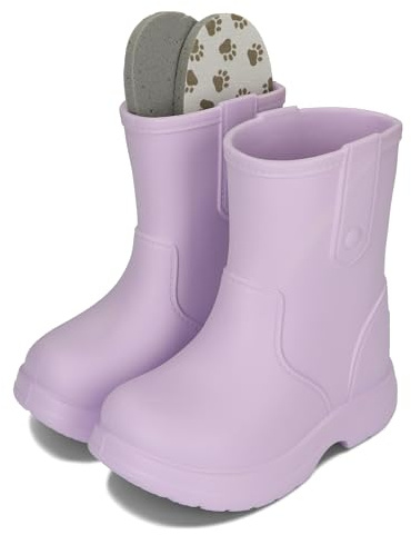 BeKiddy Stivali di gomma per bambini in EVA, leggeri, impermeabili e antiscivolo, con soletta, 22/23-34/35, Lilla, 34/35 EU