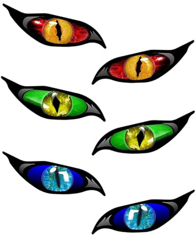 TOZBLEU 3 Paar Auto Motorrad Aufkleber,motorrad aufkleber,helm sticker,augen aufkleber,Evil Eyes mit Iris Vinyl Drohne Motorrad Helm Auto Aufkleber Sticker, 130x50mm, Grün/Rot/Blau