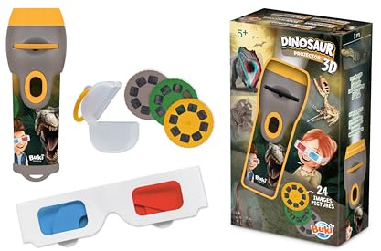 BUKI France – Projecteur Dinosaures 3D Enfant – 24 Images à projeter jusqu'à 1 m – Lunettes 3D incluses – Lampe Torche dès 5 Ans - 6339DIN