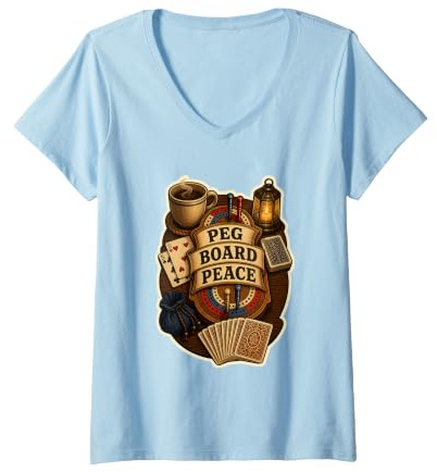 Damen PEG Board Peace Hobby Tisch Ruhe T-Shirt mit V-Ausschnitt