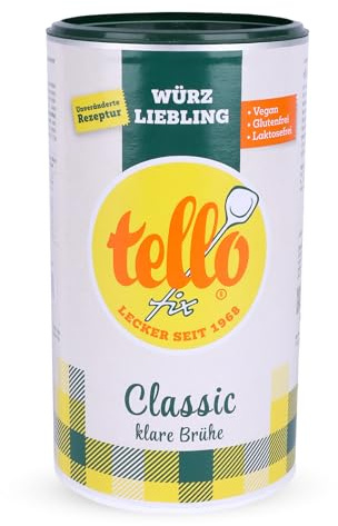 Tellofix Classic Klare Brühe 900g, vielseitige Gemüse Brühe | als Universal-Würzmittel zum Verfeinern von Suppen, glutenfrei, lactosefrei, vegan, keine Farb- oder Konservierungssstoffe