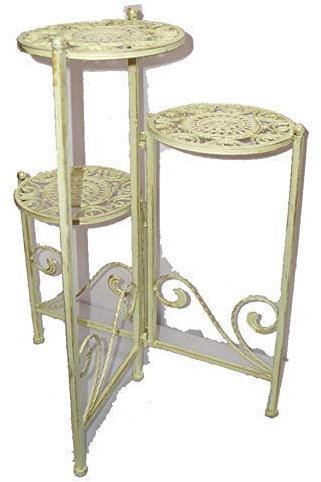 linoows Blumenetagere, Blumenhocker, Nostalgie Blumentisch mit DREI Ebenen, Eisen
