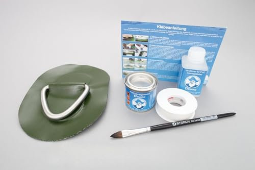 Set: D-Ring + Kleber Kit, Beschlag zum aufkleben für Schlauchboote (grün) DR-K1