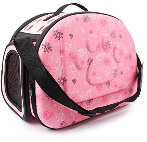 Yimidear Atmungsaktiv Falten Draussen hundetransportbox zum Hund Katze Komfort Reise Mittlere Größe katzenkorb Haustier Träger (Rosa)