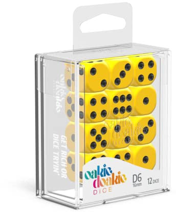 Oakie Doakie Dice W6 Würfel 16 mm Solid - Gelb (12)