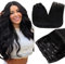 RUNATURE Extensions Echthaar Clip Schwarz 50cm 7Pcs Seamlaee Haarverlängerung Lang Menschliches Haar 120g #1B