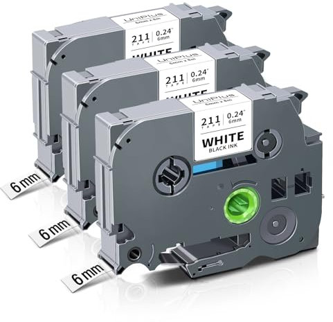 UniPlus 3x Kompatible Schriftband als Ersatz für Brother Tze-211 Tze211 Tz-211 6mm Laminiert Schriftband für Brother PT H100LB H100R H105 H105WB E100 1010, 6mm x 8m, Schwarz auf Weiß