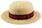 Boater Hats for Men Women Straw Skimmer Hat Wide Brim Halloween Christmas Costume, Blue and Red, Medium