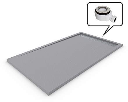 DUCHA-ES Plato Resina con Marco. Textura Pizarra Antideslizante. Carga Mineral.80X150CM Gris Cemento RAL: 7037
