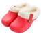 CELANDA Clogs Gefüttert Damen Herren Warm Hausschuhe Wasserdichte Gartenclogs mit Fell Frauen Geschlossen Lined Clogs Winter Plüsch Pantoletten Rot 37/38 EU