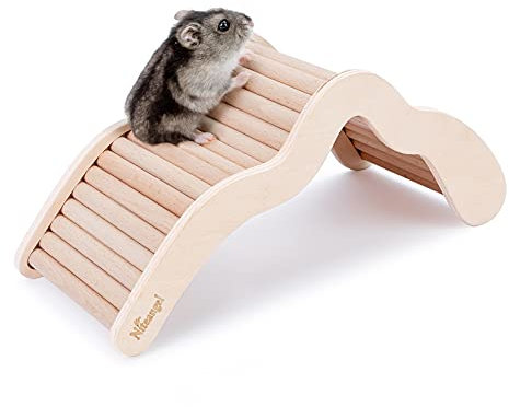 Niteangel Juguete de escalada de hámster, puente de escalera de madera para hámsteres, jerbos, ratones y animales pequeños