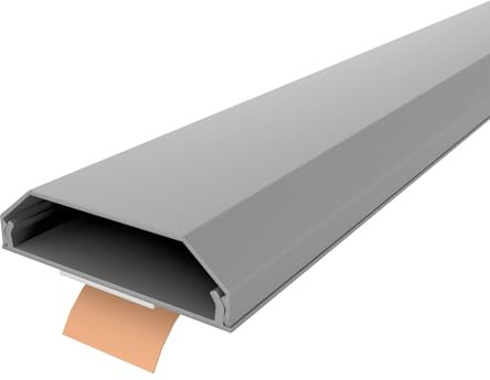 Onpira® Aluminium Kabelkanal in 5 Farben – TV-Kabelkanal selbstklebend oder zum Schrauben – für Wand & Boden – saubere Kabelführung im Innen- & Außenbereich (50x1100mm, Silber Selbstklebend: Ja)