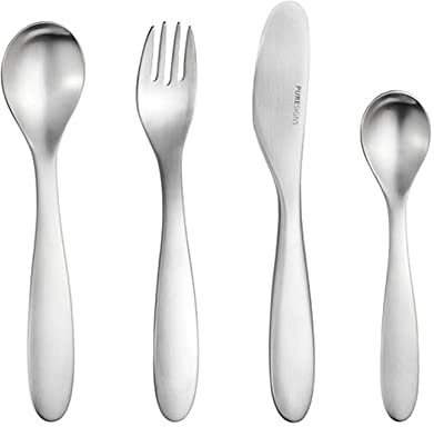PURESIGNS Kinderbesteck 4-teilig SEVEN Edelstahl 18/10 | BPA-frei, spülmaschinenfest & rostfrei