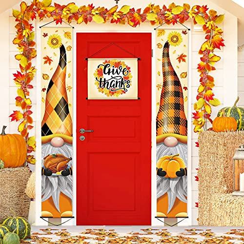 Breling 3 Stück Thanksgiving Banner Dekorationen Herbst Danke Thema Zwerg Veranda Schild Willkommen Tür Banner für Zuhause Herbst Urlaub Party Dekor Party Supplies