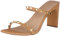 The Drop Avery Sandalia de tacón alto con dos correas y puntera cuadrada para Mujer, Doe Tan Studded, 37.5 EU