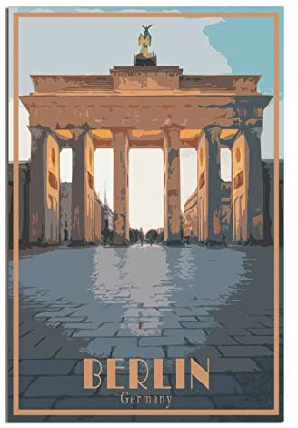 ZSEFV Deutschland, Berlin, Vintage-Reiseposter, Skyline, dekoratives Poster, modernes Schlafzimmer, Leinwandkunst, Poster, Bild, Malerei, Poster, Wanddekoration, Kunstgeschenk
