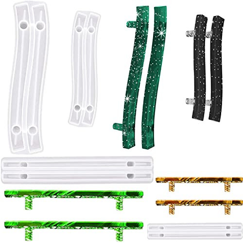 Homefantasy 4 Stück Tablett Griff Harz Form,Tablett Griff Silikonform Epoxy,Kristall Tablett Griff Silikonform für ServierPlatte, Achatplatte, Obstplatte (Tablett Griffe Silikonformen)