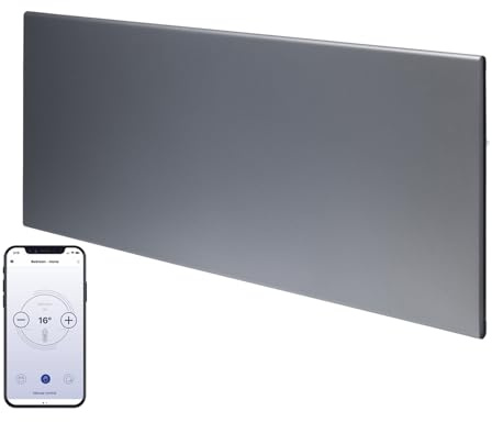 Adax Neo Wifi Electric Panel Heater/Convector Radiator With Timer, Thermostat, Voice Control, Splash Proof, Wall Mounted, 2000W (420 x 955 mm), Lava Grey
