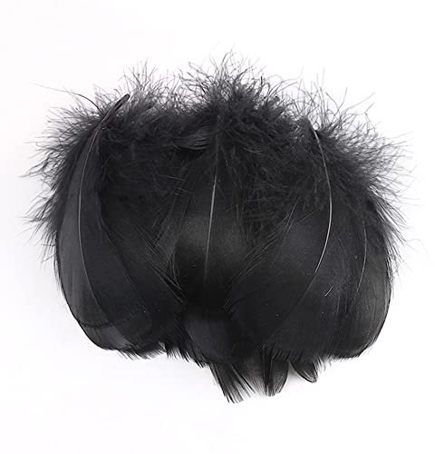 100 Stück Bunte Feder zum Basteln Naturfedern Gänsefedern Indianer Bastelfedern für DIY Kunstwerk Masken Hüte Ohrringe Haarschmucken Traumfänger Hochzeit Karneval Party Dekoration,7-12cm Schwarz