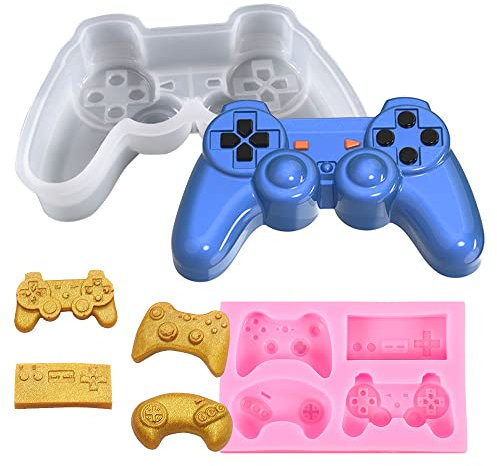 2Pcs Game Controller Silicone Molds, DIY 3D Game Controller Cake Fondant Chocolate Mold, Large Breakable Chocolate Candy Mold, GAME MOLD for DIY Smash, Cupcake Decorating Game Themed Pies