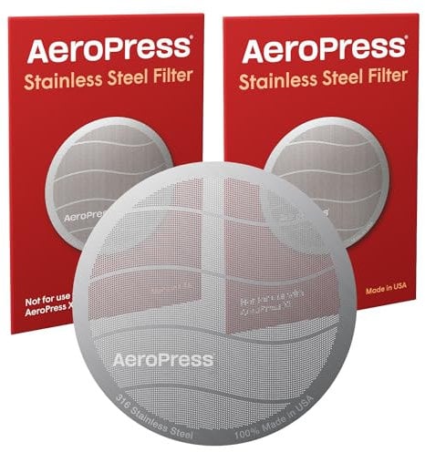 AeroPress Wiederverwendbarer Edelstahlfilter – Metall-Kaffeefilter für AeroPress Original- und AeroPress Go-Kaffeemaschinen, 2 Stück, 2 Filter