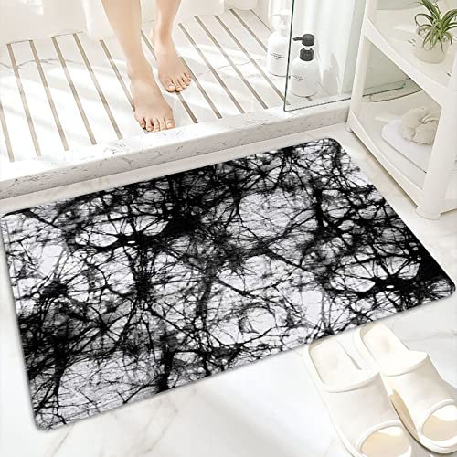 ANNKOOT Badematte, rutschfest Waschbar Badezimmerteppich 60x100 cm,Schwarz-Weiß-Batik-Hintergrund,Badvorleger mit Wasserabsorbierenden, Weichen Mikrofasern für Badewanne, Dusche und Badezimmer