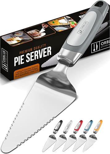 Orblue Tagliatorta con Doppio Bordo Seghettato in Acciaio Inox, Manico Ergonomico, Lavabile in Lavastoviglie - Paletta Torta Multifunzione