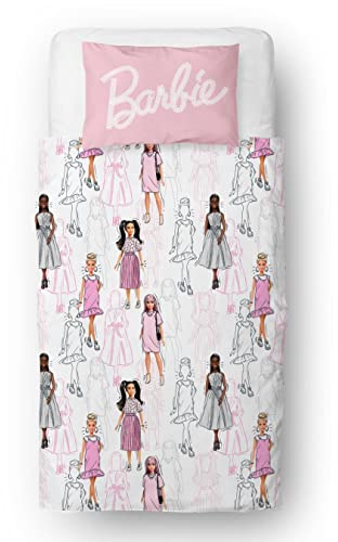 Character World Barbie Figures Single Rotary Bettbezug und Kissenbezug-Set