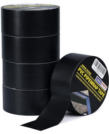 ADHES Isolierband, Dichtband klebeband rohrisolierung, PVC Rohr Schutzband, Wasserdichtes Korrosionsschutz Rohr SchutzhüLle WickelbäNder, Schwarz, 50MM X 33M, 5 Rollen