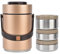 Srdh Fiambrera Aislante al Vacío Acero Inoxidable 304 de 2000ml, Fiambrera Térmica para Taza con Barril Aislante al Vacío 3 Capas, Fiambreras Portátiles para el Trabajo Viajes Picnic (Oro)