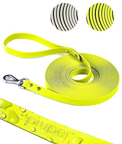 PiuPet® Schleppleine für Hunde 5m I 10m I 20m I Wasserabweisend I Hundeleine I Leine für Große Hunde I Hundezubehör | Laufleine | Neongelb