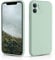 CALOOP Slim-Fit for iPhone 11 Case,Skin Soft Liquid Silicone,Sturdy Hard Frame Shockproof Cover with Anti-Scratch Microfiber Lining,Full Protection for Screen and Lens,6.1 inch(Mint Green)