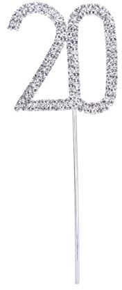 20 Geburtstag Cake Topper aus Legierung mit Strass, Silber