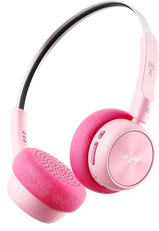 iKF R1 Retro Kabellose Kopfhörer On Ear, 60h Spielzeit, Leichte Kopfhörer Bluetooth 5.4, HiFi Stereoton mit EQ-Modi, Vintage Design 80/90er, Transparenzmodus, Gaming-Modus und Premium-Komfort (rosa)